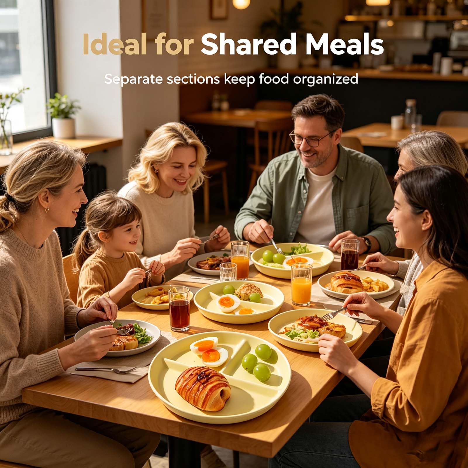 Plato De Cerámica Dividido, Plato con Compartimentos para Comida, Plato De Porcelana Seccionado, Bandeja para Servir, Vajilla De Mesa Moderna, Separar Carnes Verduras Y Aperitivos