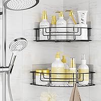 Vista 3 de GAAKY Corner Shower Caddy, 3 Pack Corner Shower Shelf with Soap Holder and 4 Hooks, No Drilling Shower Organizer Adhesive Stainless Steel Shower