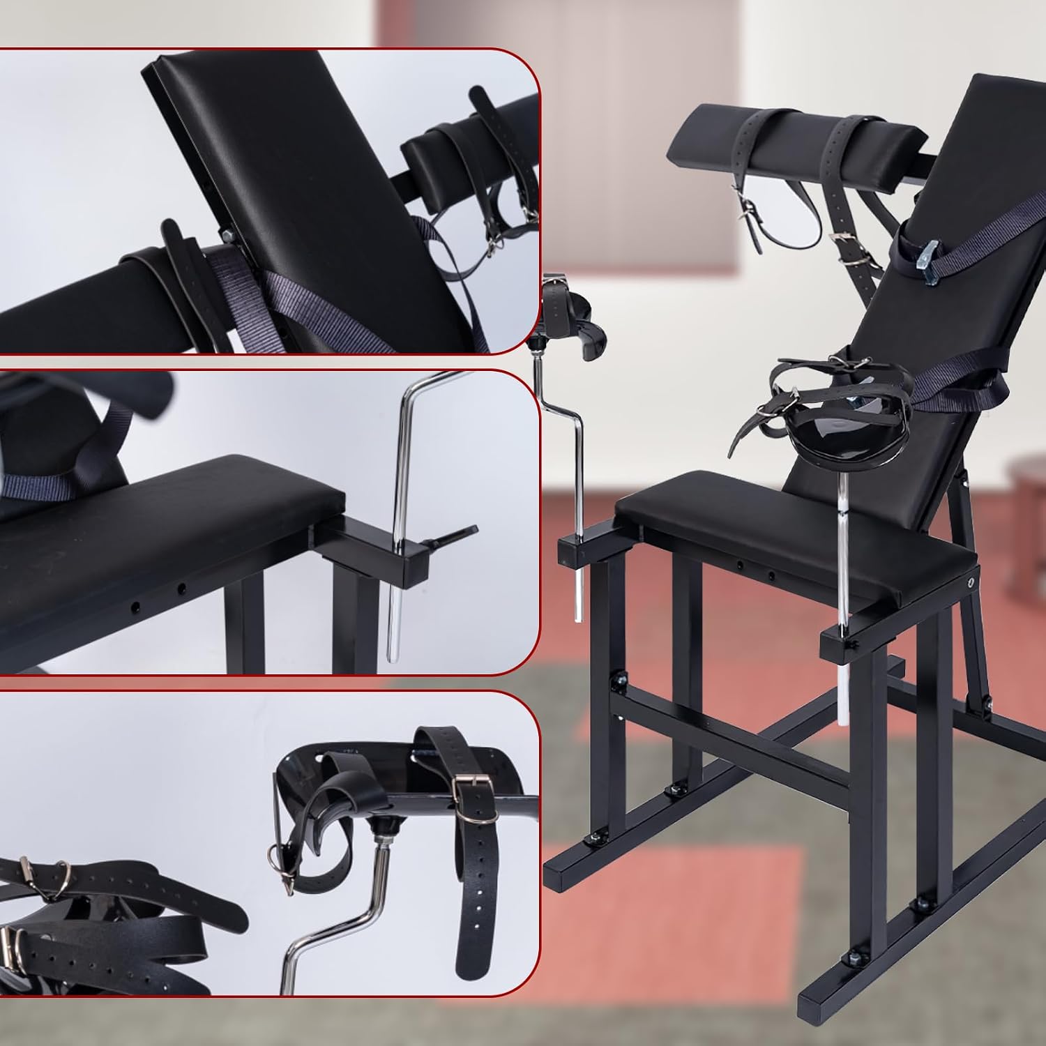 PLKO Adjustable Bench Chair,Heavy Duty Padded Seat for Adult Couples,Support up to 330lbs,Ideal for Living Room, Bedroom or Outdoors（Black）