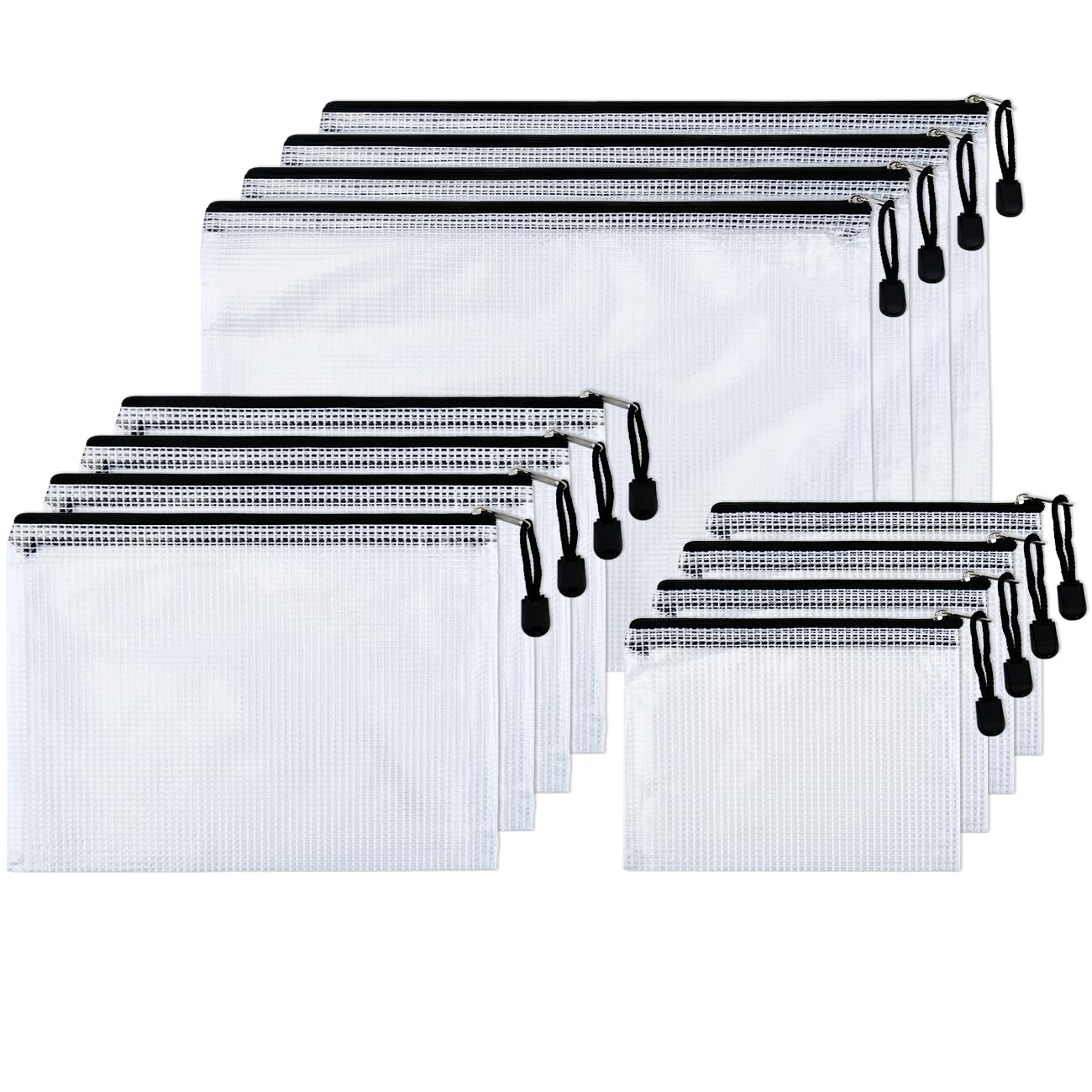 FYY Dokumententaschen A4 - 10 Stück Mesh Reißverschlusstaschen Wasserdicht