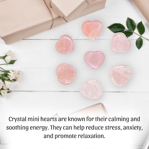 Miniatura 6 de Rose Quartz Stone Heart - Pack of 2 Crystal Heart Stones Rocks - Corazones De Piedra Crystals and Healing Stones Heart Shaped Crystal - Stocking