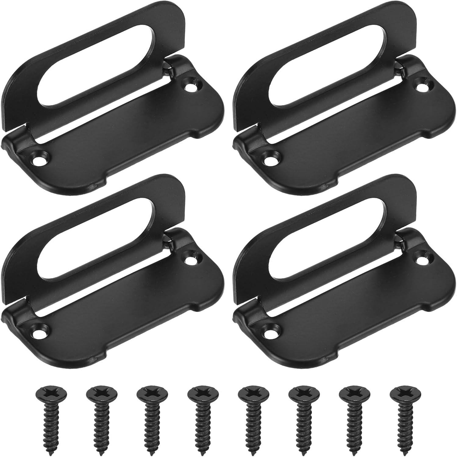 PATIKIL Recessed Pull Door Handle, 4 Pack Invisible Flush Pull Handle with Screws for Cabinet Door Toolbox Container Furniture Automatically Pull Handle, Black