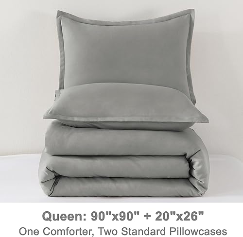 Miniatura 185 de Litanika - Juego de edredón de tamaño queen extragrande, 3 piezas, color verde salvia, ligero, unicolor, para todas las estaciones, esponjoso Verde