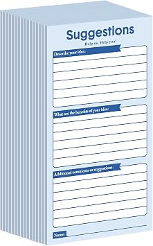 Pajean 400 Sheets Suggestion Cards Comment Complaint Cards for Suggestion Box with Lock Feedback Box Continuous Improvement for Customer ComplaintsBlue