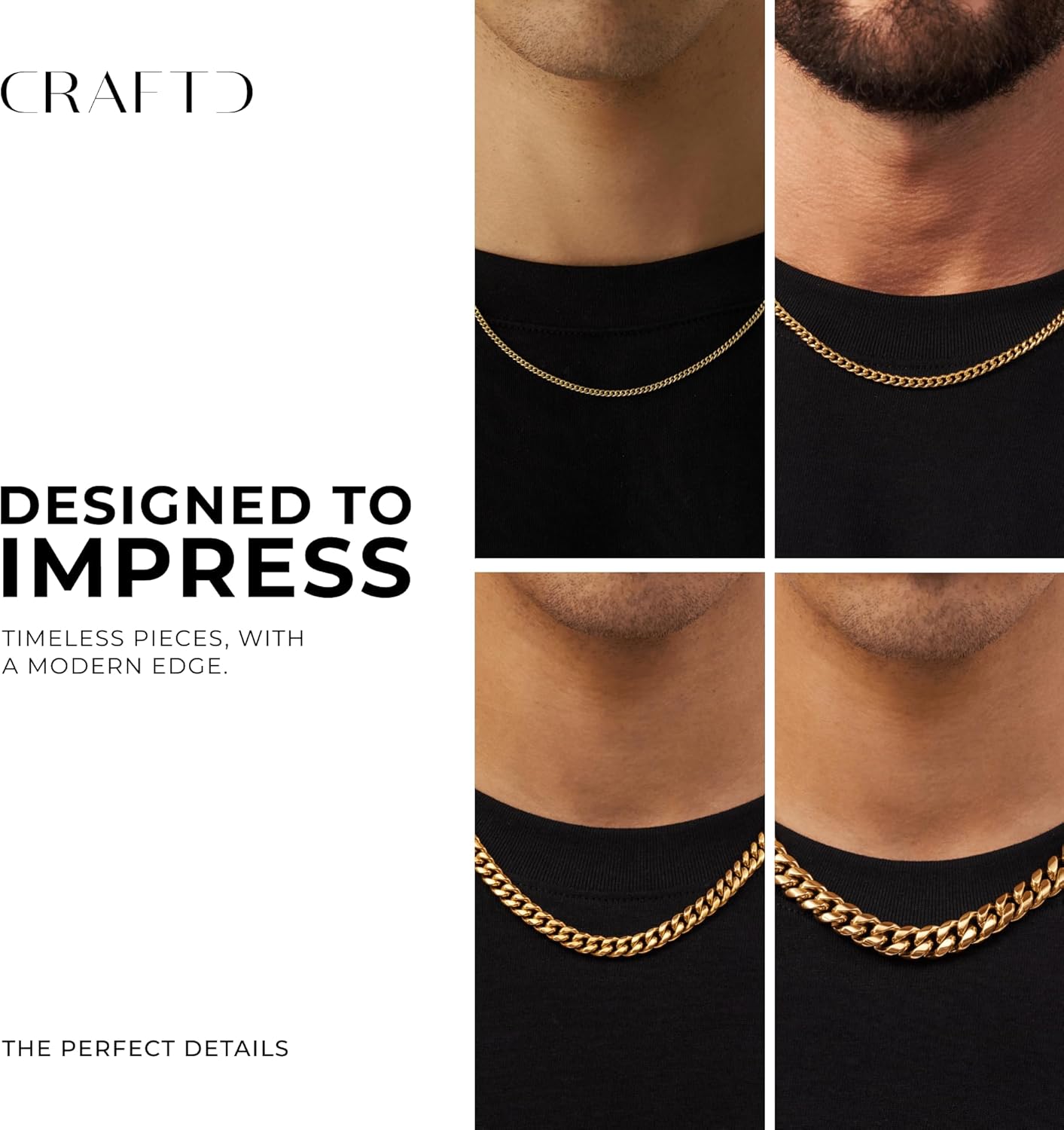 CRAFTD - Gold Cuban Link Chain - Durable 18K Gold & 316L Stainless Steel - Waterproof, Heat & Sweat Resistant - Gifts for Men - Men's Jewelry - Image 6