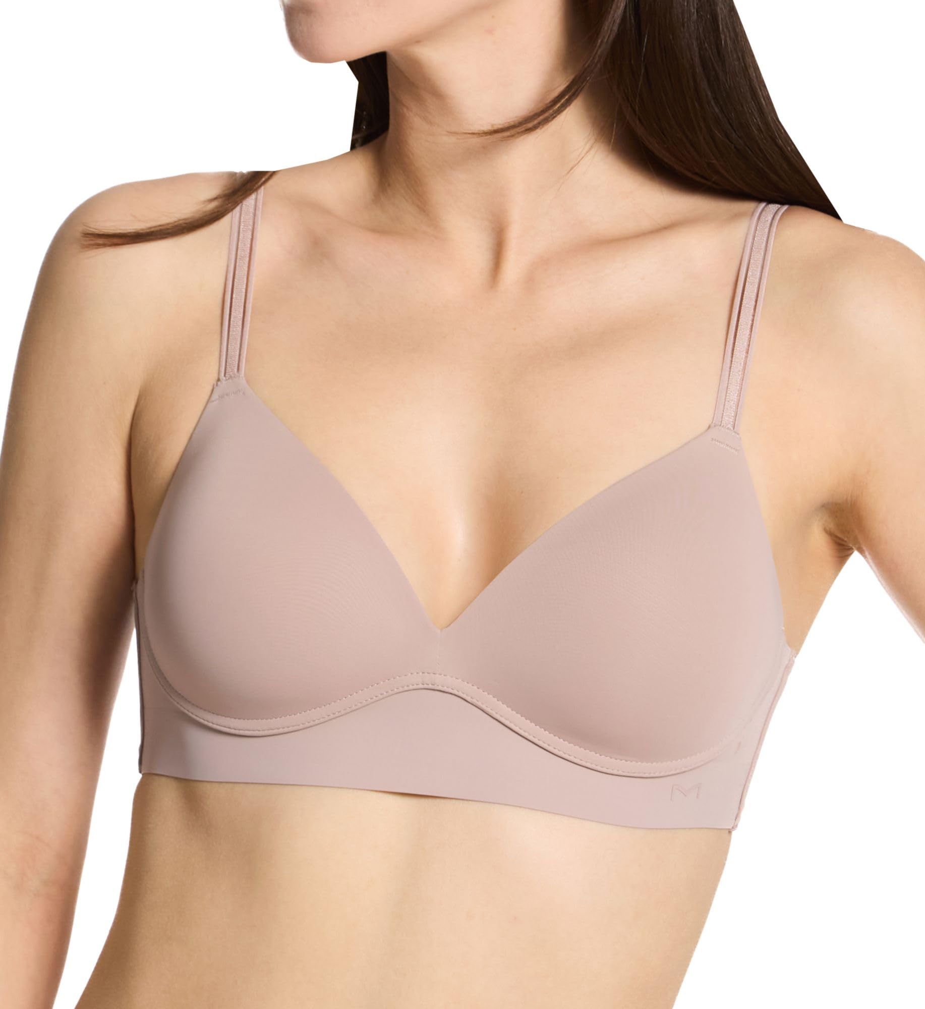 Maidenform Women's Wireless Bra, Barely There No-Show Bra for Women, Full Coverage, Convertible Straps Evening Blush