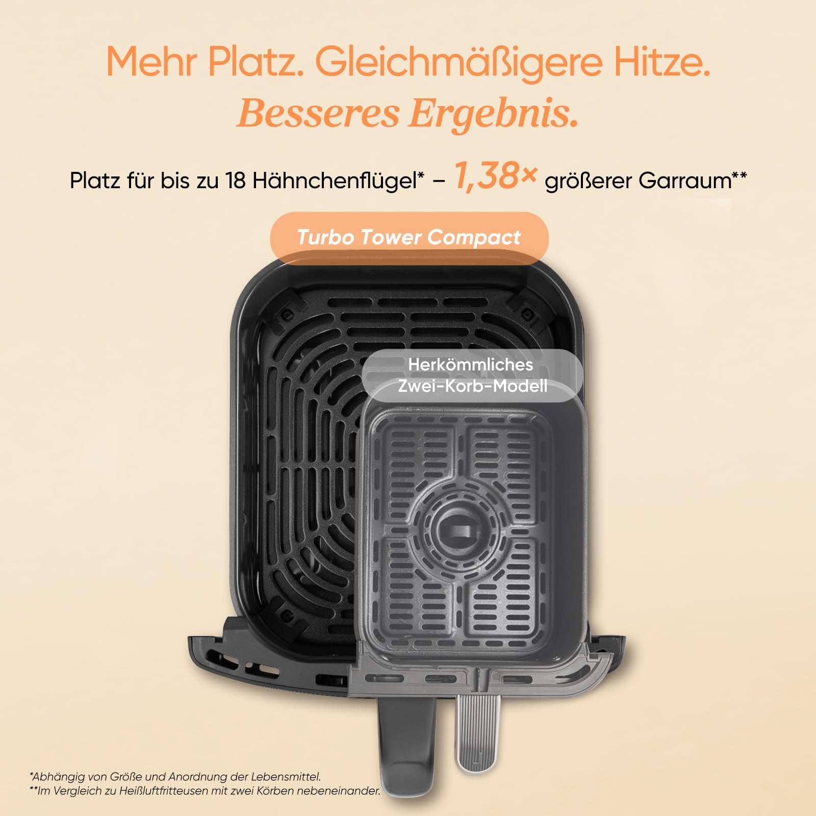 COSORI Airfryer | Turbo Tower Compact | Heißluftfritteuse 2 Kammern Keramikbeschichtung | 8,6L Double Stack mit mehreren Lüfterstufen | 2700W| Schwarz | DC861