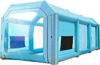 VEVOR Inflatable Paint Booth, 39.4x16.4x13.1 ft Spray Paint Booth, with 2 Powerful Blowers, Inflatable Spray Booth with Air Filter System, Car Paint Booth for Car Parking Tent Workstation, Blue