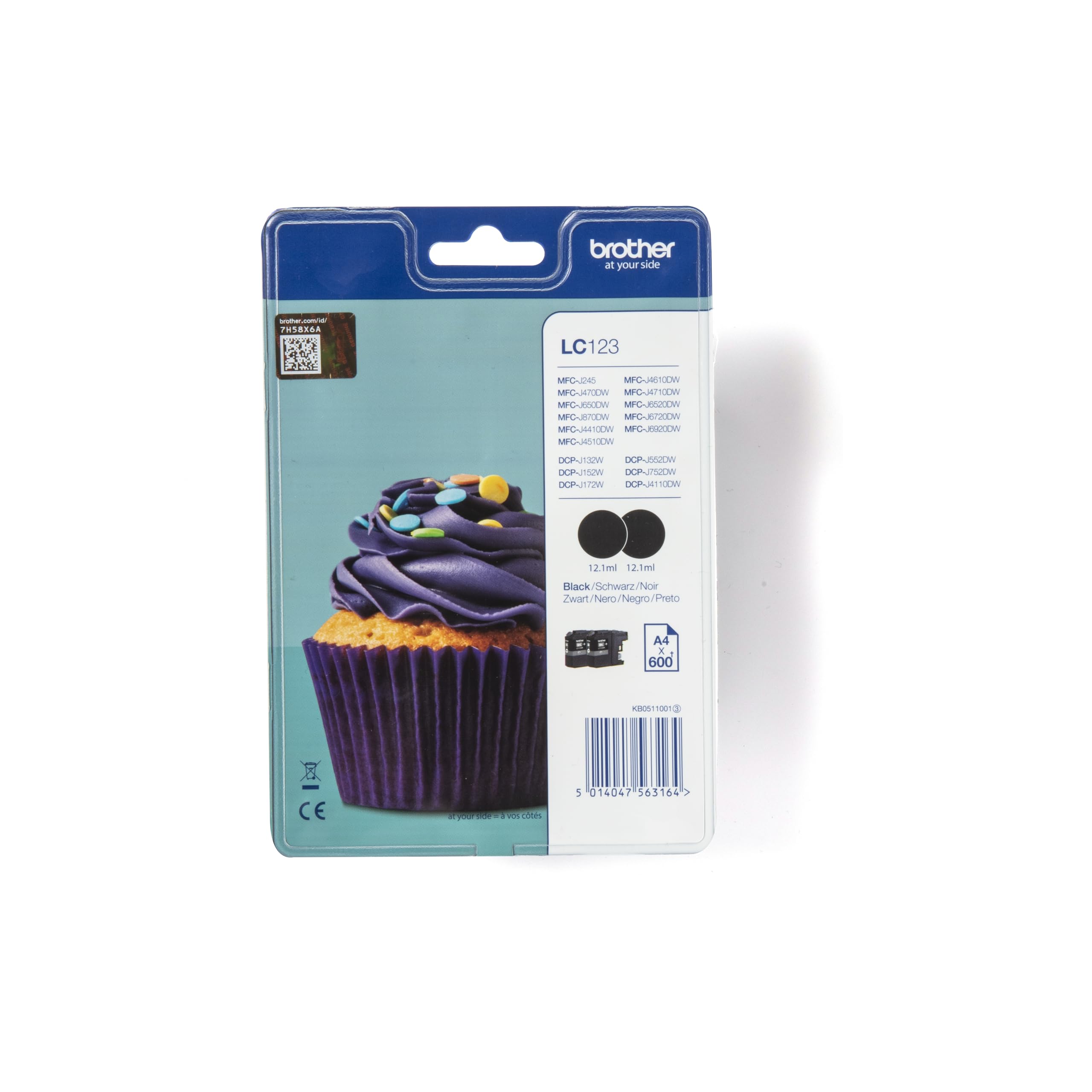 Brother LC-123BK Inkjet Cartridges, Black, Twin Pack, High Yield, Includes 2 x Inkjet Cartridges, Brother Genuine Supplies