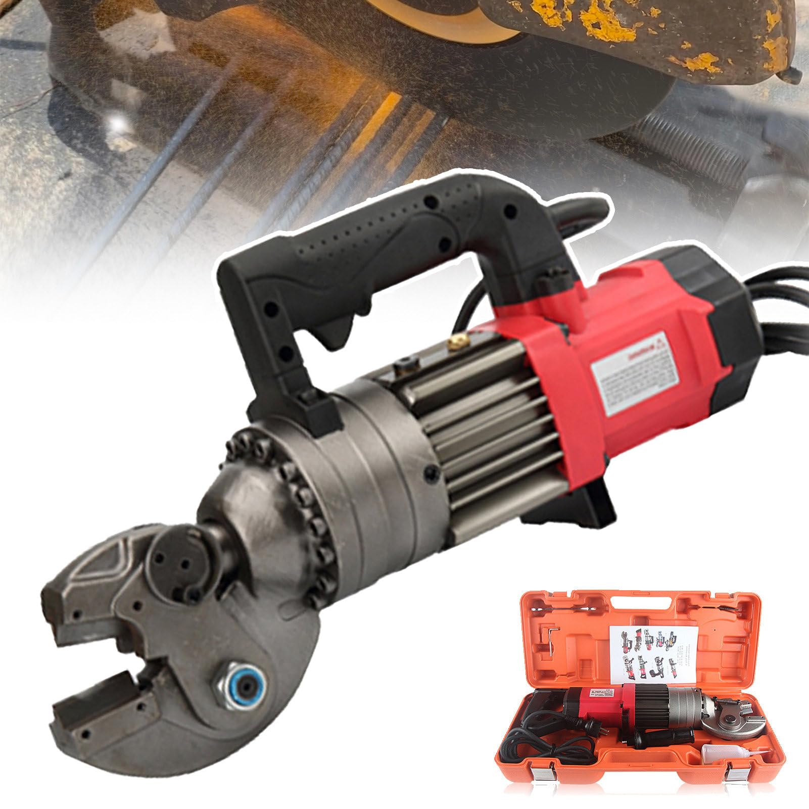 Máquina cortadora barras refuerzo eléctrica portátil: velocidad corte rápida 2 a 2,5s,corte hasta 4 a 16mm para barras de refuerzo/varilla de acero, equipo de corte de barras de acero,B