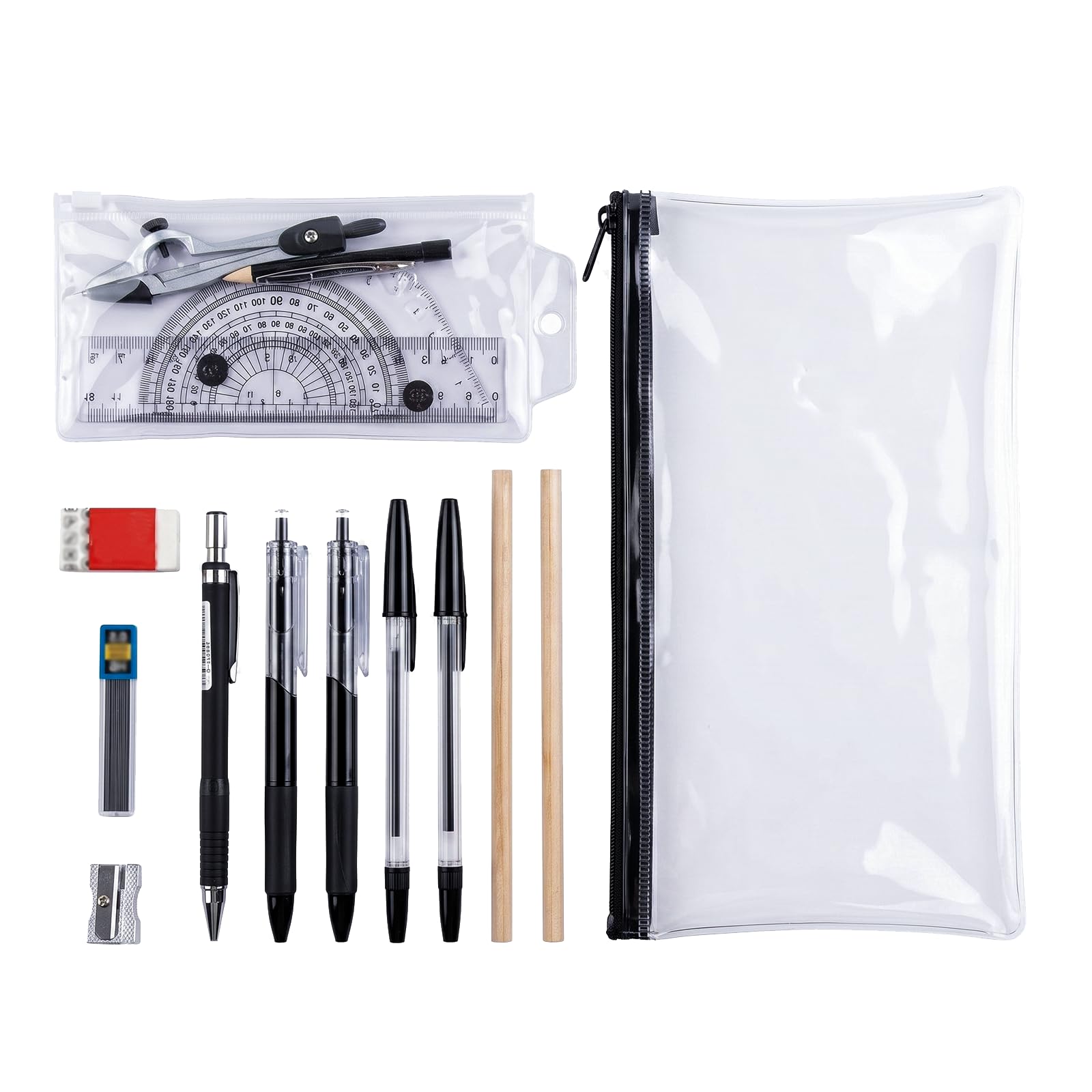 16 Pcs Maths Set for Secondary School Stationery Protractor Geometry Set