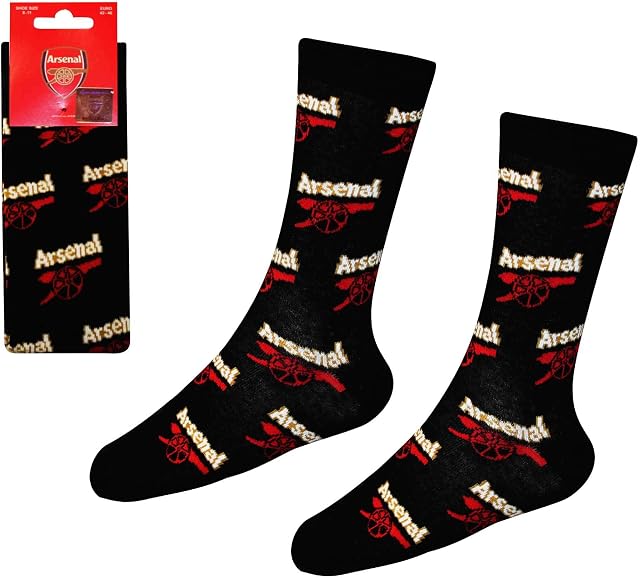Official Arsenal Football Multi Crest Mens Socks (Adults Size 8-11)