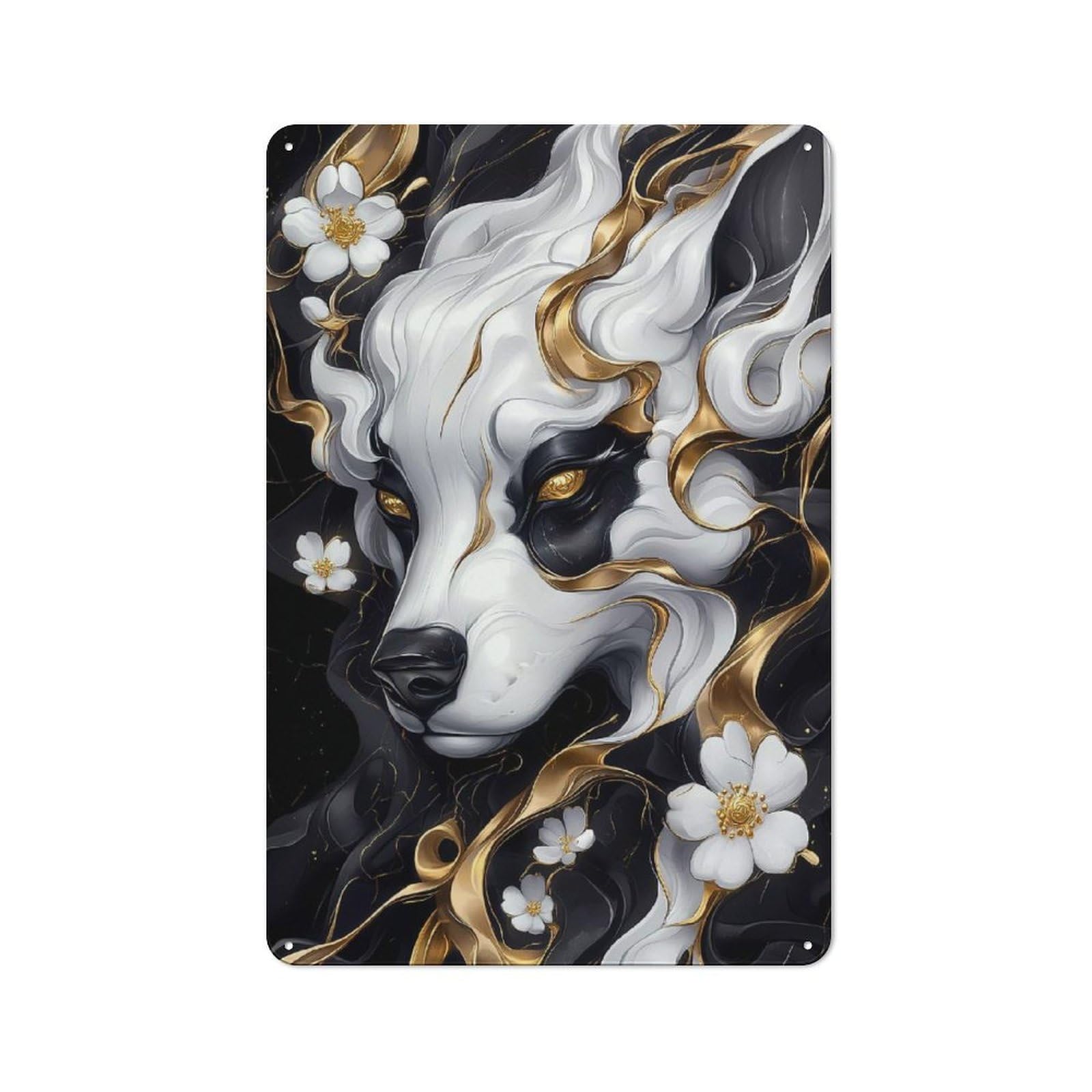 Junmoney Style-7 Golden Dalmatian Dog Portrait Vintage Metal Sign 30X20cm For Lounge Or Reading Corner, For A Room Refresh Centred On Metal Wall Decor