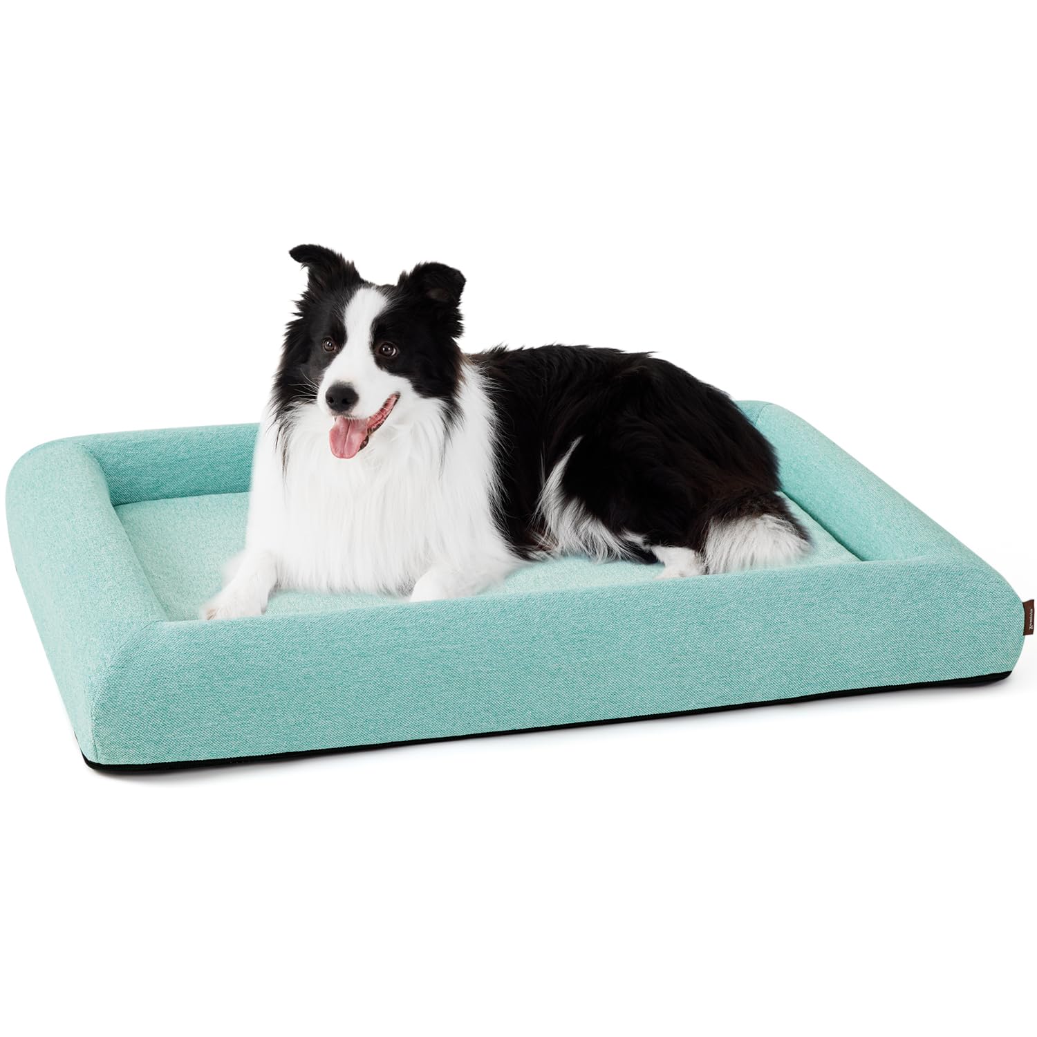 ZOMISIA Orthopedic Large Dog Bed for Large Sized Dogs - Washable Dog Sofa Bed with Removable Supportive Foam Bolster, Linen Waterproof Cover & Non Skid Bottom, Green