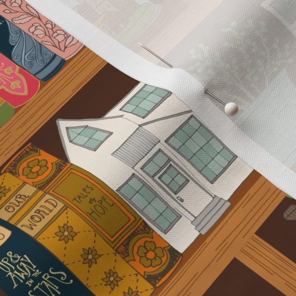Spoonflower Fabric - Library Home Reading Books Bookshelf Printed on Petal Signature Cotton Fabric by The Yard - Sewing Quilting Apparel Crafts Decor