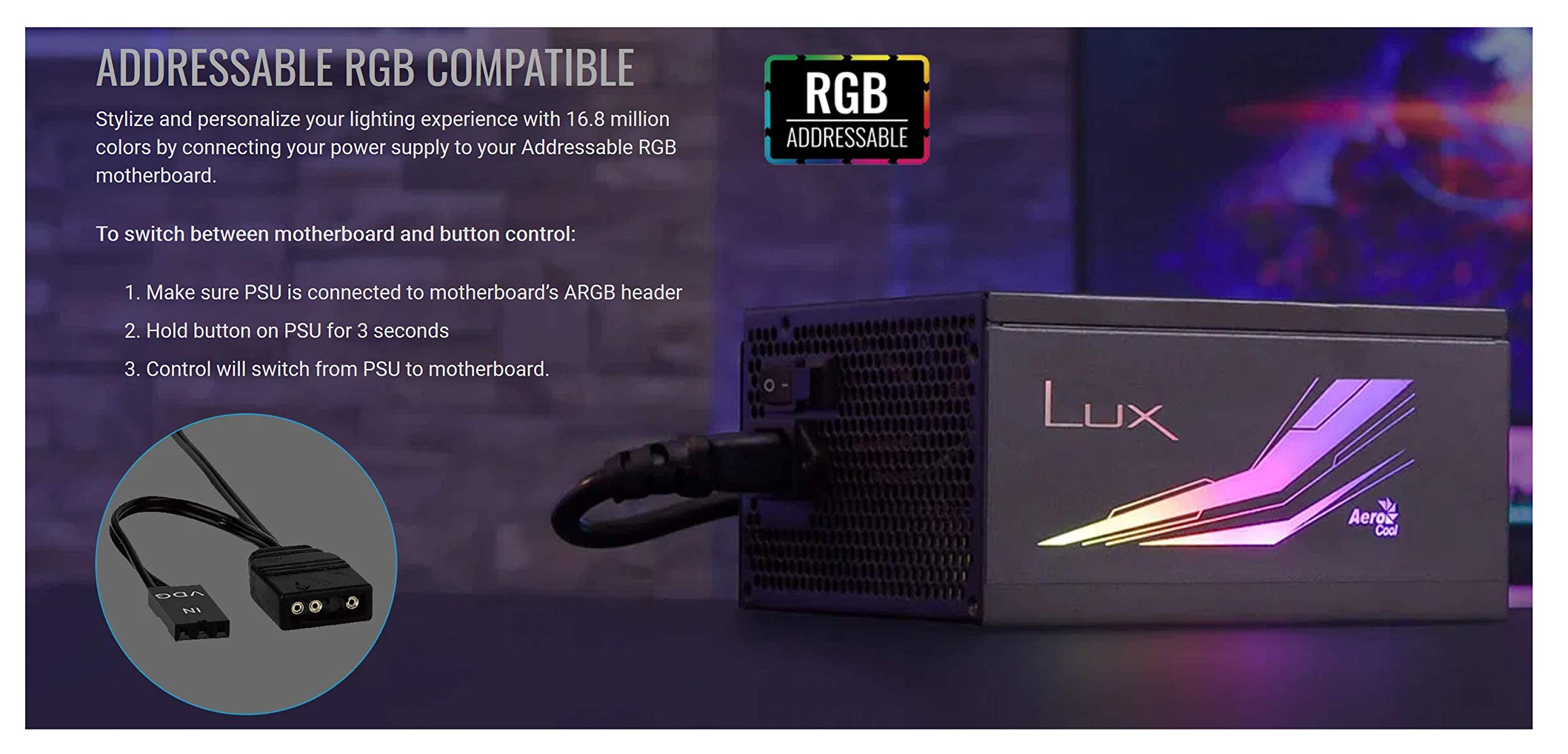 Alimentation ATX AeroCool Lux RGB 550W