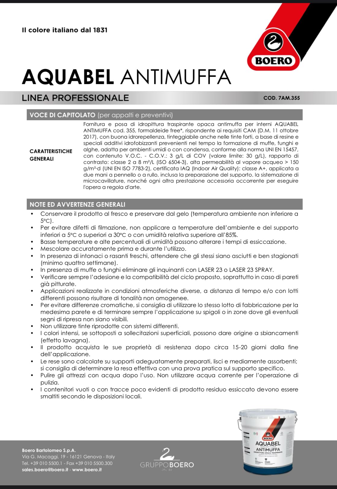 PELLECCHIA 1969 | Boero KIT AQUABEL ANTIMUFFA PITTURA TRASPIRANTE OPACA 2,5 Litri + LASER 23 1LT + LASER FISSATIVO 1LT