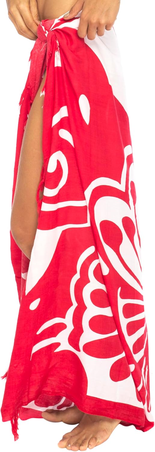 Back From Bali Womens Sarong Wrap, Beach Swimsuit Cover Up - Butterfly with Coconut Clip
