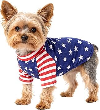 Pistha USA Flag Dog Shirts 4th of July Pet Shirt Soft Stripes Stars Puppy Tank Tops for Small Medium Dogs Cats Holiday,L