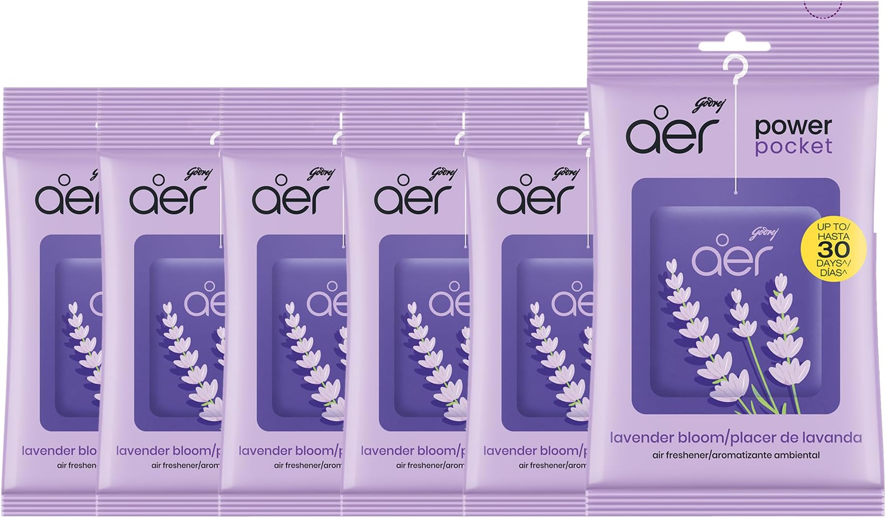 Godrej Ezee Aer Power Pocket Lavender Bloom Bathroom Fragrance 10 g, 6-Pack