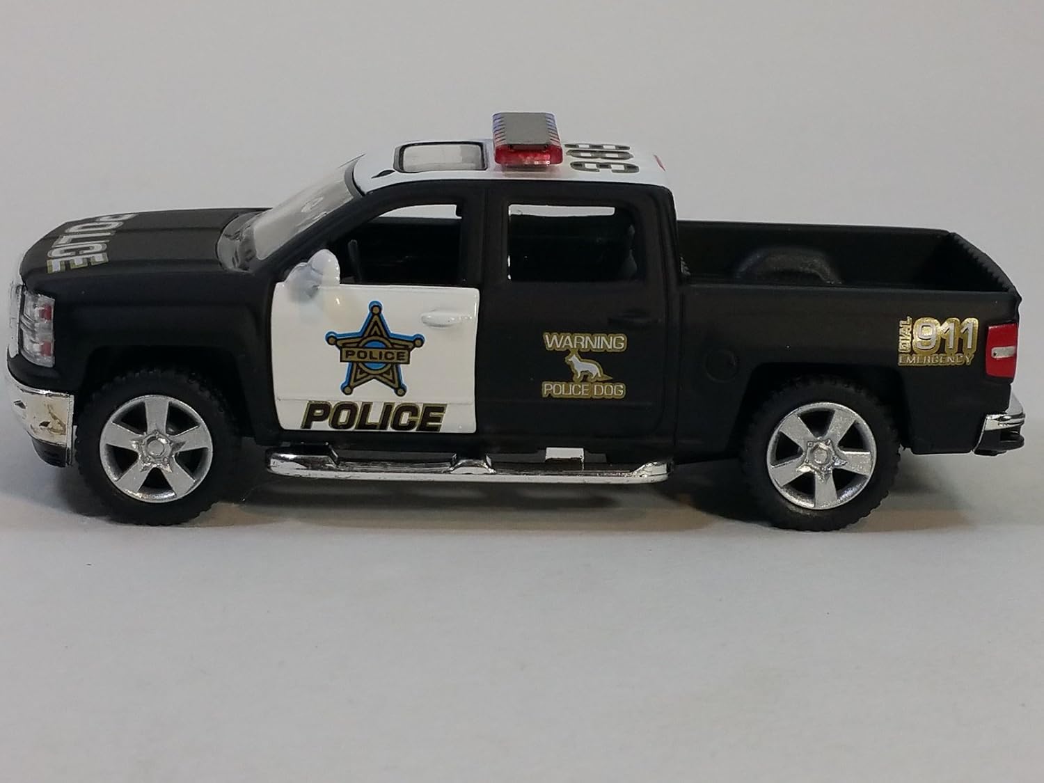 KiNSMART 2014 Silverado 5" 1:36 Scale Police Car Interceptor w/Pullback Action