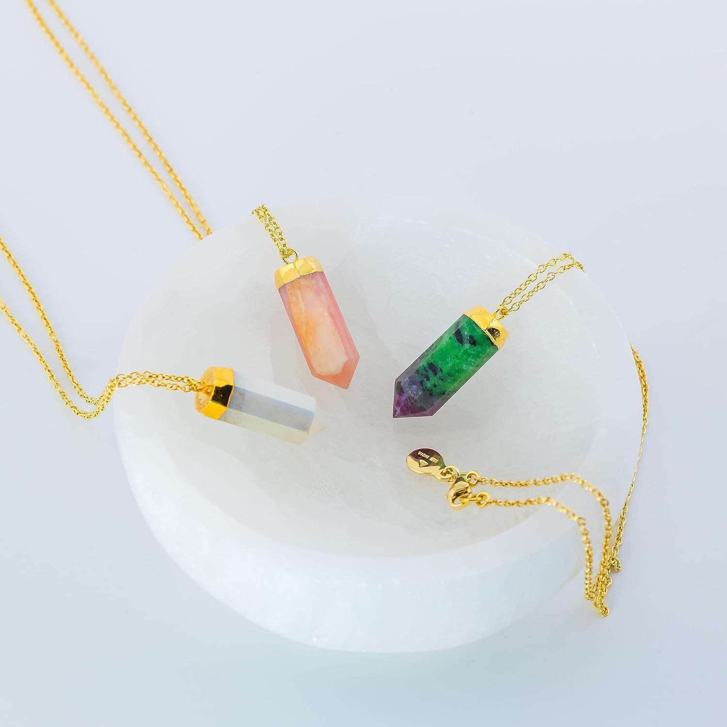 Ruby Zoisite Necklace for Women, Premium Gold Bullet Necklaces - Tarnish Free 18K Gold Vermeil Certified S925 Classic Statement Necklace Gold Jewelry for Women - Mothers Day Gifts for Mom Wife