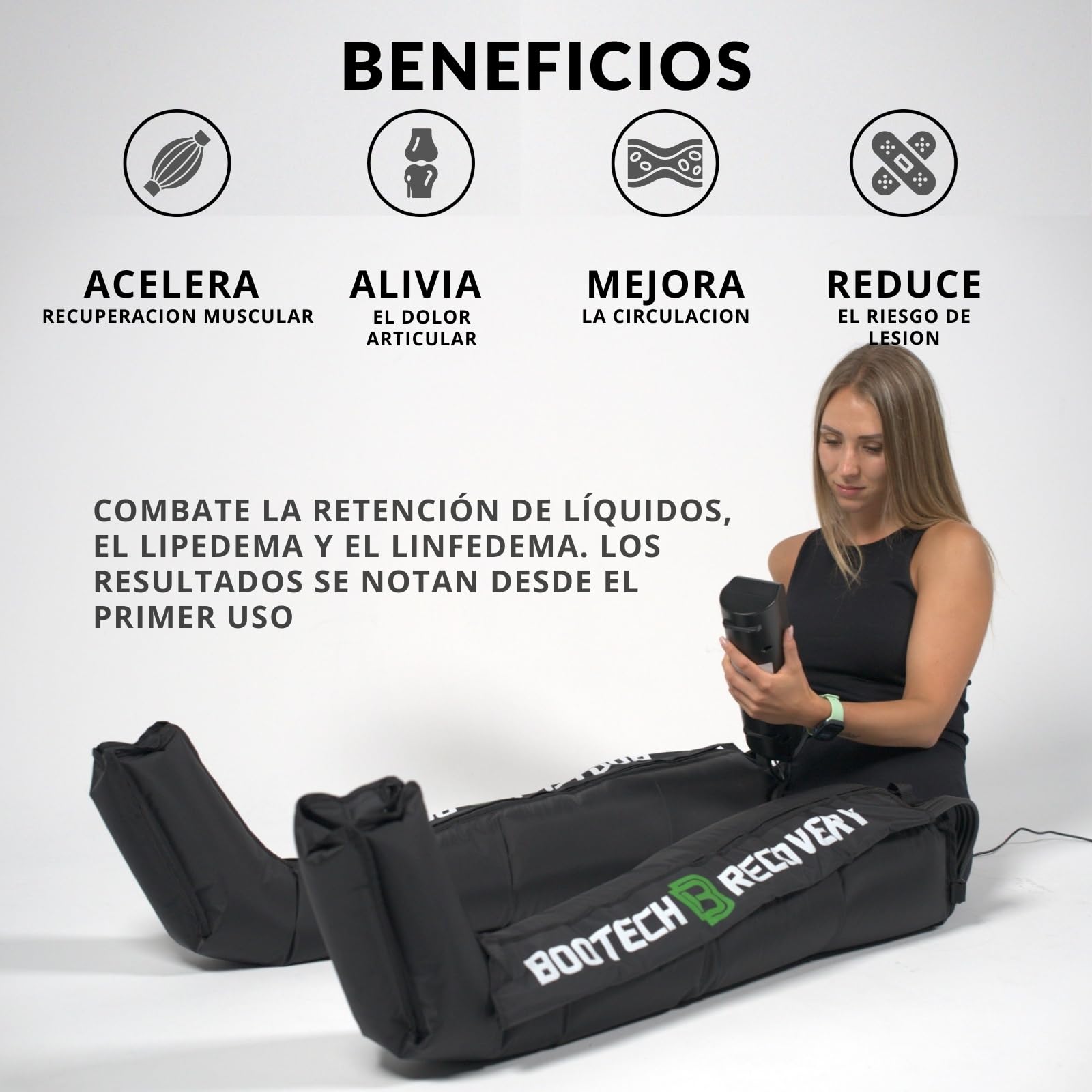 Presoterapia Profesional para Casa Masajeador Piernas Pies Cansados Circulación Recuperación Muscular Drenaje Linfático Retención Agua Celulitis M 160-175CM