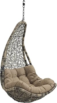 Modway Abate Outdoor Patio Swing Chair Without Stand, Black Mocha