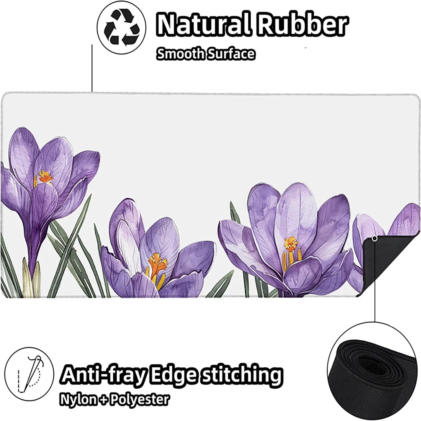 Flor Alfombrilla Ratón Gaming XXL 1500 x 800 mm, Alfombrilla Gaming PúRpura Mousepad con Base de Goma Antideslizante Impermeable Desk Mat para Teclado y Raton Accesorios Gaming, Regalos de Hombre 9-4