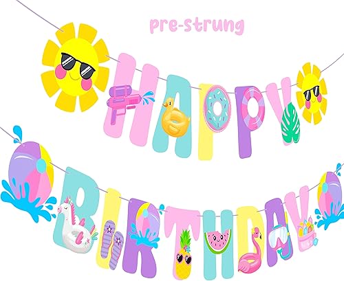 Miniatura 2 de Splish Splash - Decoraciones de cumpleaños, globos de aluminio para piscina, fiesta de cumpleaños, pancarta de verano para fiesta en la piscina,