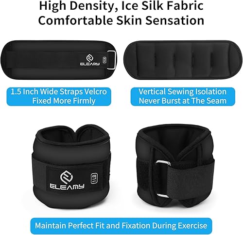Miniatura 3 de Pesas de tobillo para mujeres y hombres, pares de 0.5 libras, 1 libra, 2 libras, 3 libras, para caminar, correr, yoga, fitness, tela de seda de