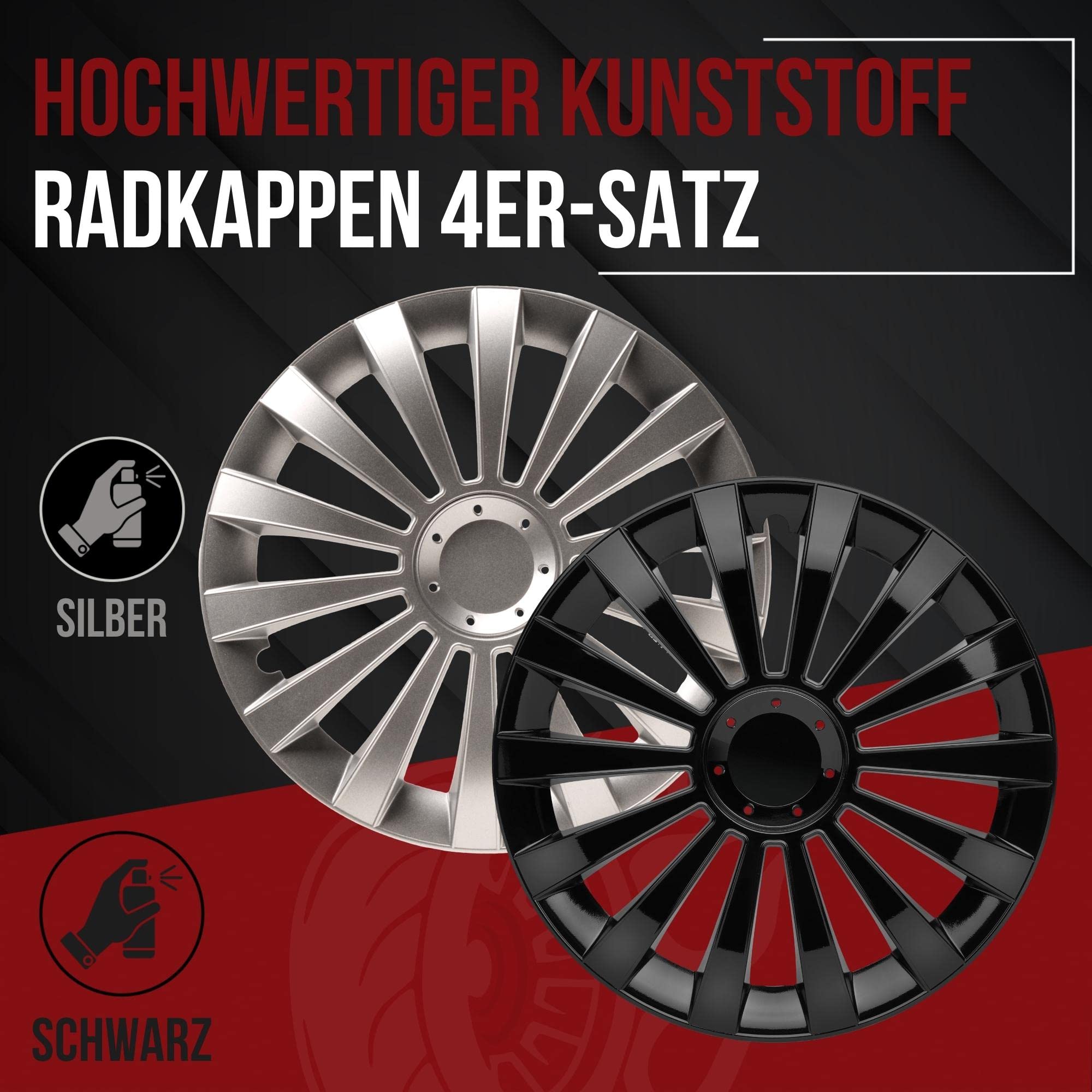 Albrecht Radkappen 15 Zoll Silber Meridian Radzierblenden 4er-Set | Radkappen & Radzierblenden aus robustem Kunststoff, rostfrei & wetterfest, einfache Clip-Montage, für die meisten Stahlfelgen