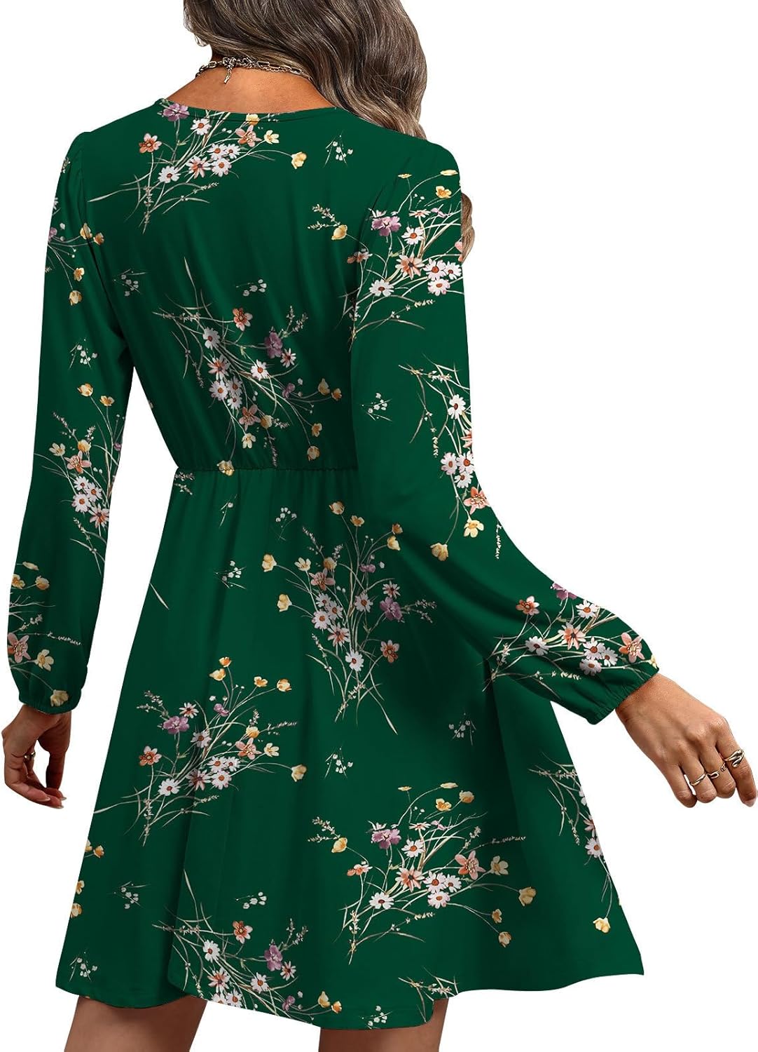 Women's Floral Dresses 2025 V Neck Long Sleeve Fall Dress - Image 5