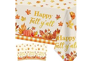 Fall Party Decorations 3PCS Happy Fall Y'all Tablecloth Autumn Pumpkin Maple Leaves...