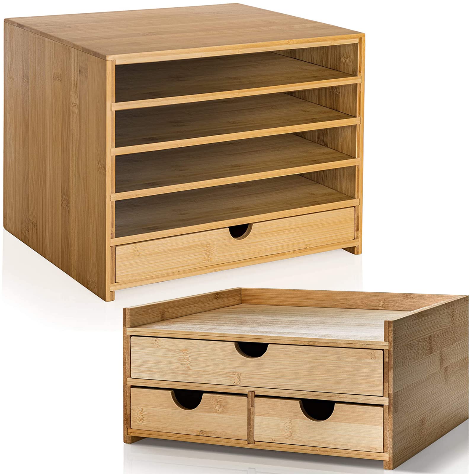 Prosumer's ChoiceBamboo Four Cubby Paper Letter Tray Organizer Bundle Pack