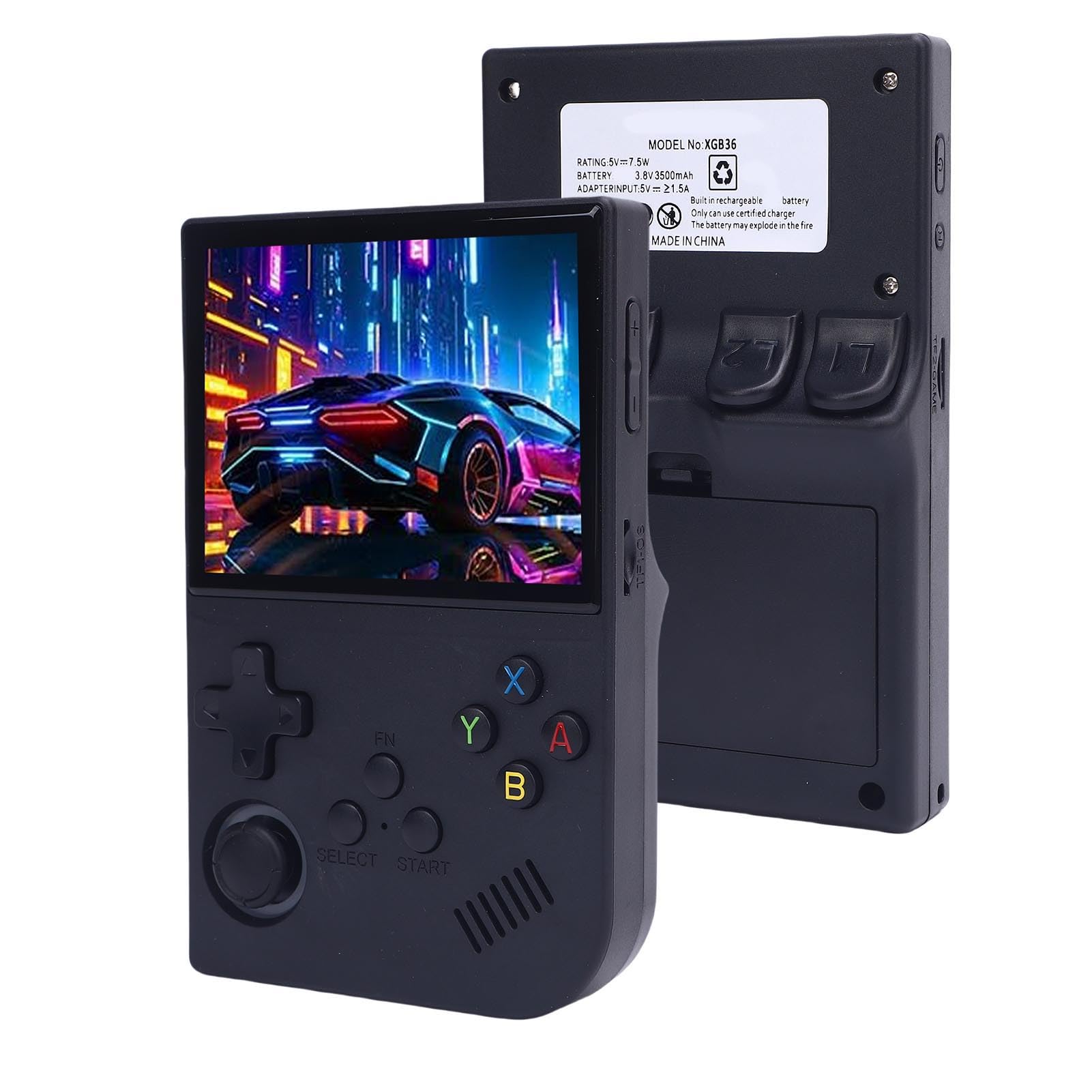 Hamwesh Console di Gioco Portatile, 3,5 Pollici 640x480 RK3326 , Emulatore Portatile retrò, Console di Gioco con Batteria da 3500 MAh, 8 Ore di Riproduzione, 30 Emulatori per Casa o Viaggio (128G)