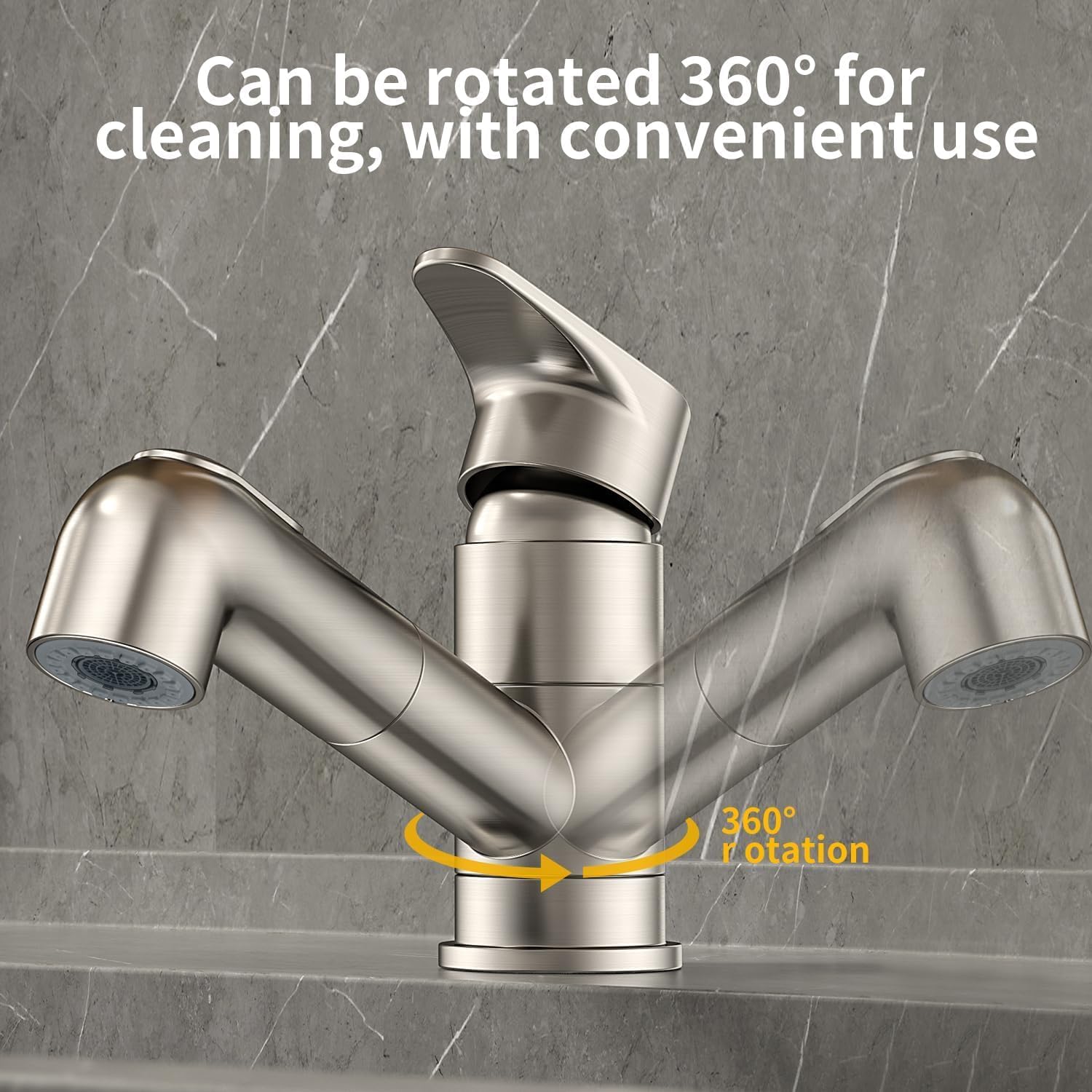 Bathroom Faucet 1 Hole, Single Handle Bathroom Faucet with Sprayer,Suitable for Bathroom Sinks, RVs, Vanity, (Brushed Nickel) - Image 6