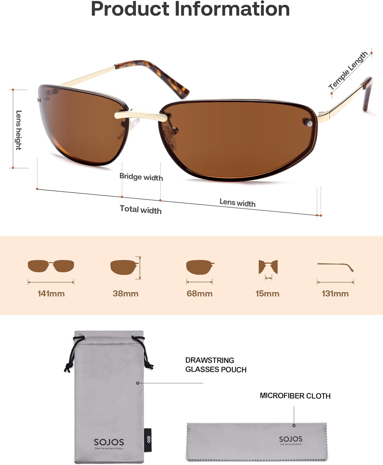 SOJOS Oval Wrap Around Sunglasses for Women Rave Glasses Y2K Funky Cool Retro Metal Style SJ1268 - Image 6