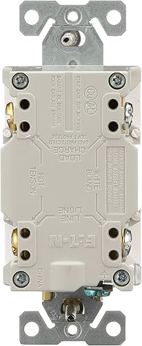 Miniatura 4 de Eaton SGF20W GFCI - Receptáculo dúplex de 20 amperios y 125 V con placa de pared de tamaño estándar, color blanco