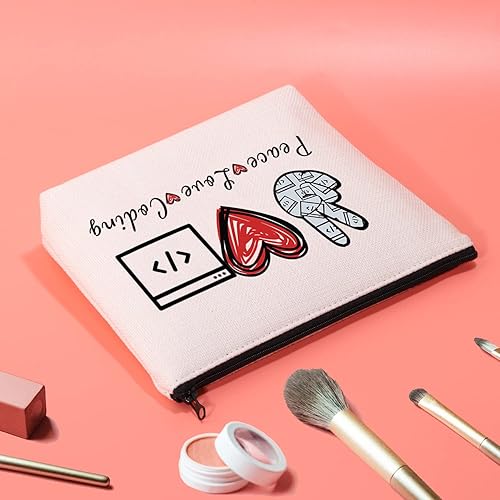 Miniatura 4 de JXGZSO Programador - Bolsa de cosméticos Peace Love Coding Neceser de aseo Code Worker Gift Coder regalo de jubilación Codificación de amor de paz