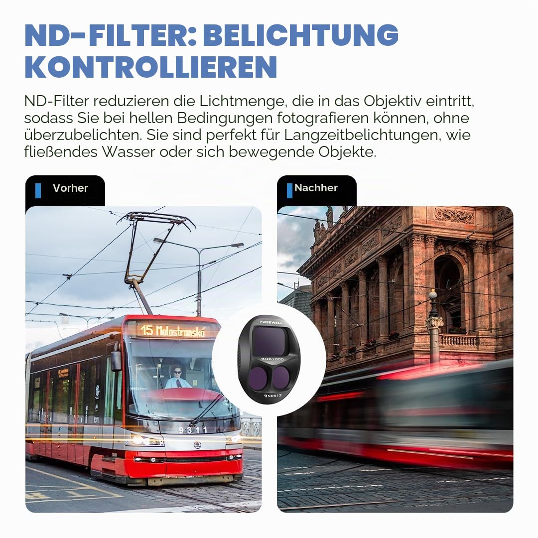 Freewell ND1000 Filter für DJI Mavic 4 Pro - Lichtsteuerung für Langzeitbelichtung, ideal für helle Bedingungen & Bewegungsunschärfe