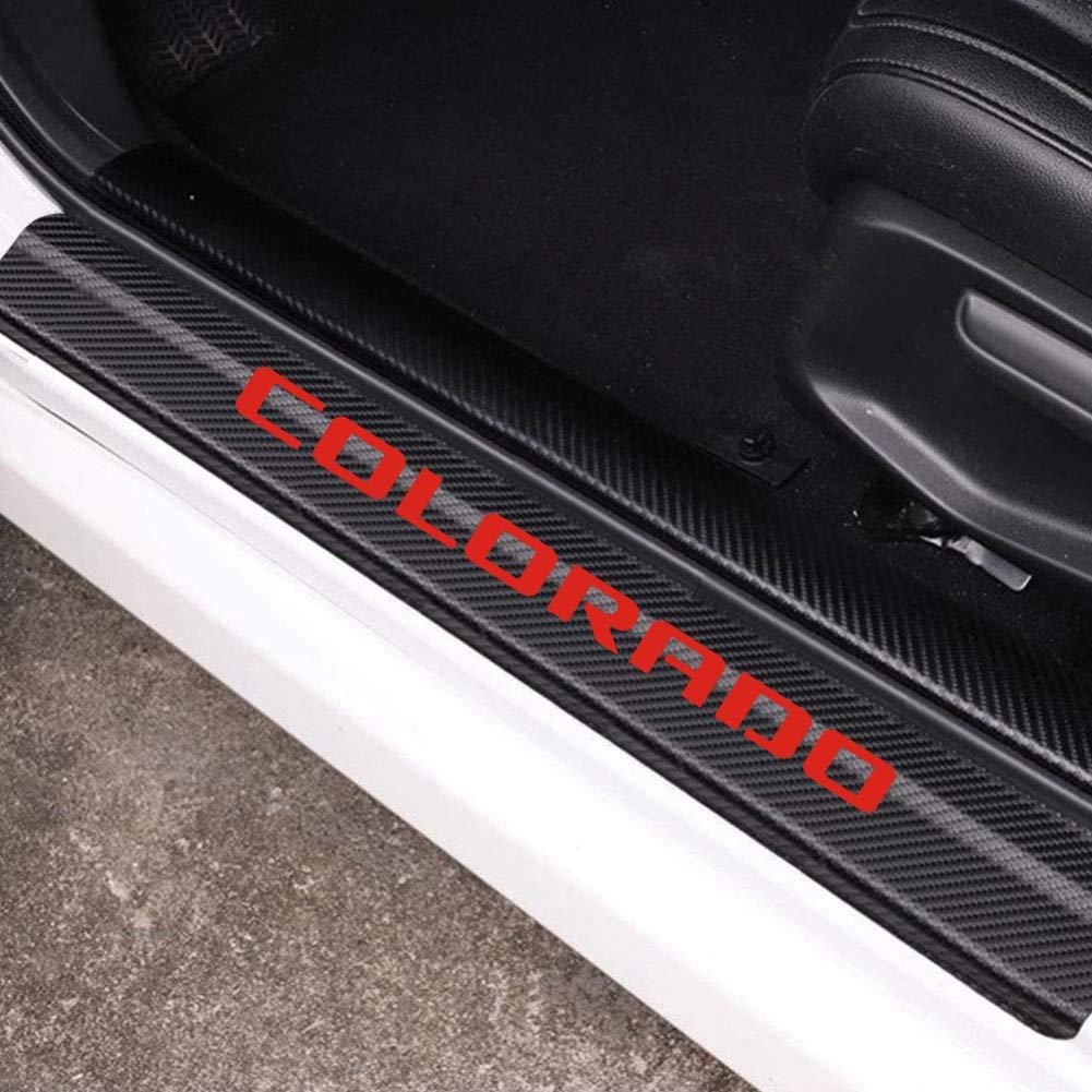 MAXMILO 4Pcs for Colorado Door Sill Protector Reflective 4D Carbon