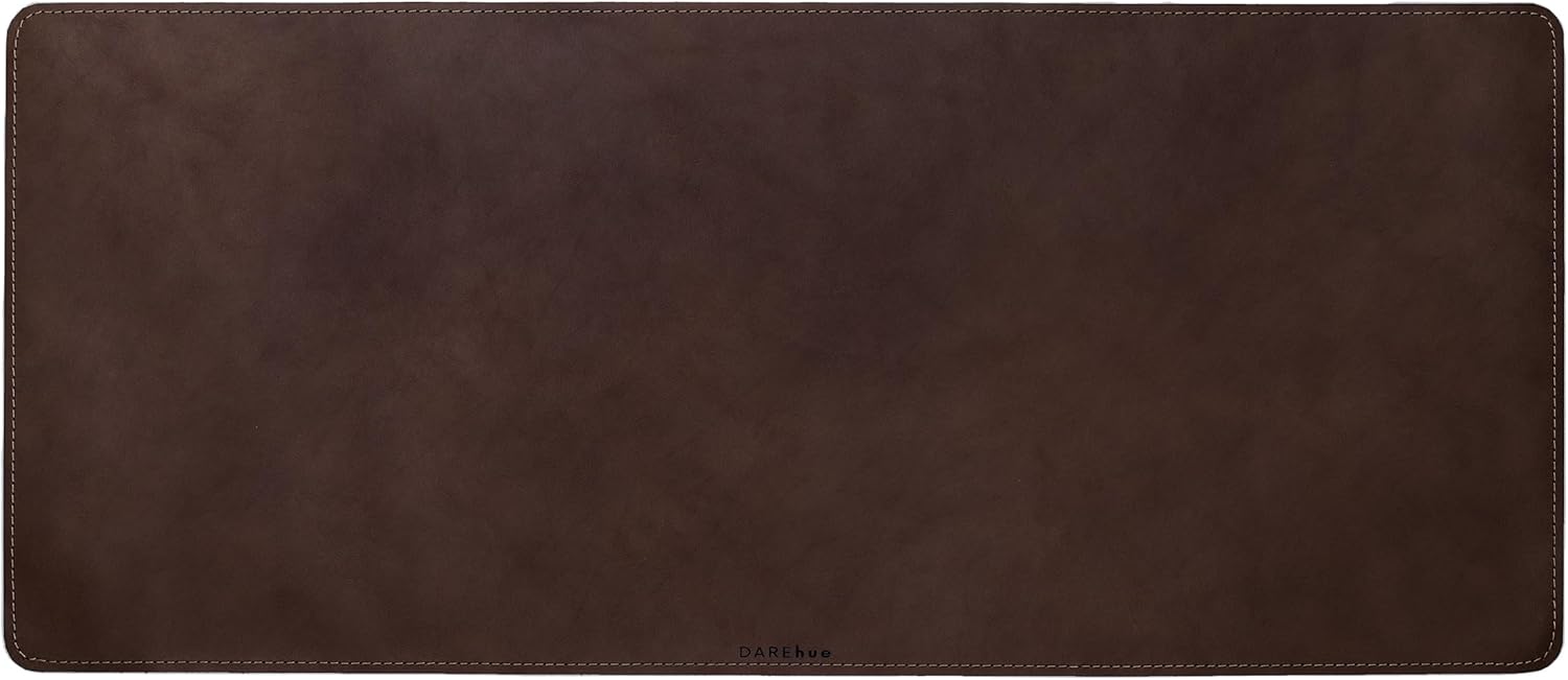 Full Grain Genuine Leather Desk Pad – Dark Brown (L) - Premium Desk Mat with Non-Slip Backing, Thick 3mm, Office Desk Protector for Work & Gaming (Large 27.6 x 11.8 inch)