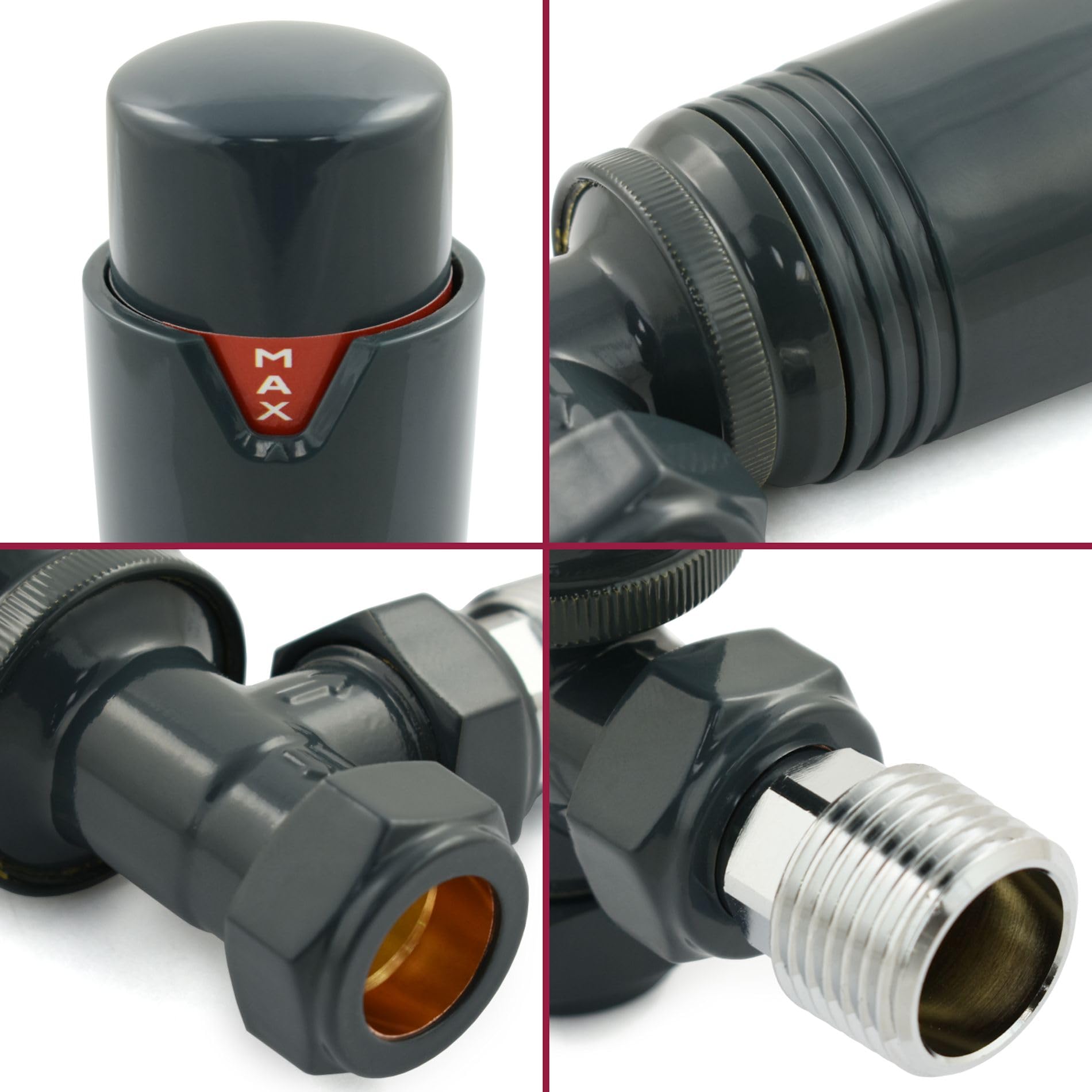 Thermostatic Radiator Valve Angled TRV - Style (All Anthracite) - Image 3