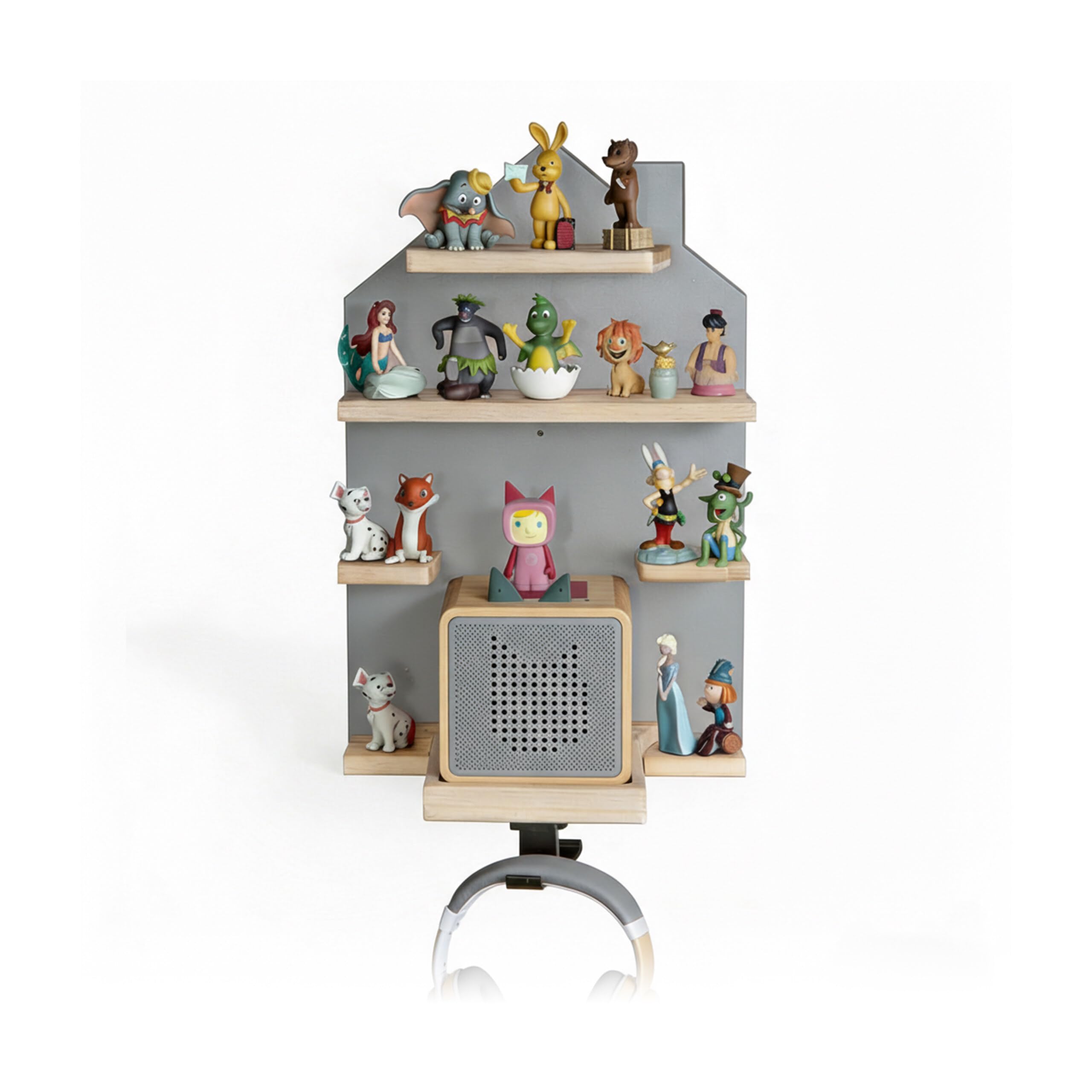 Relaxdays Tonies Shelf, Magnetic Storage for Toniebox & 32 Figures, Grey, 43x28x17 cm