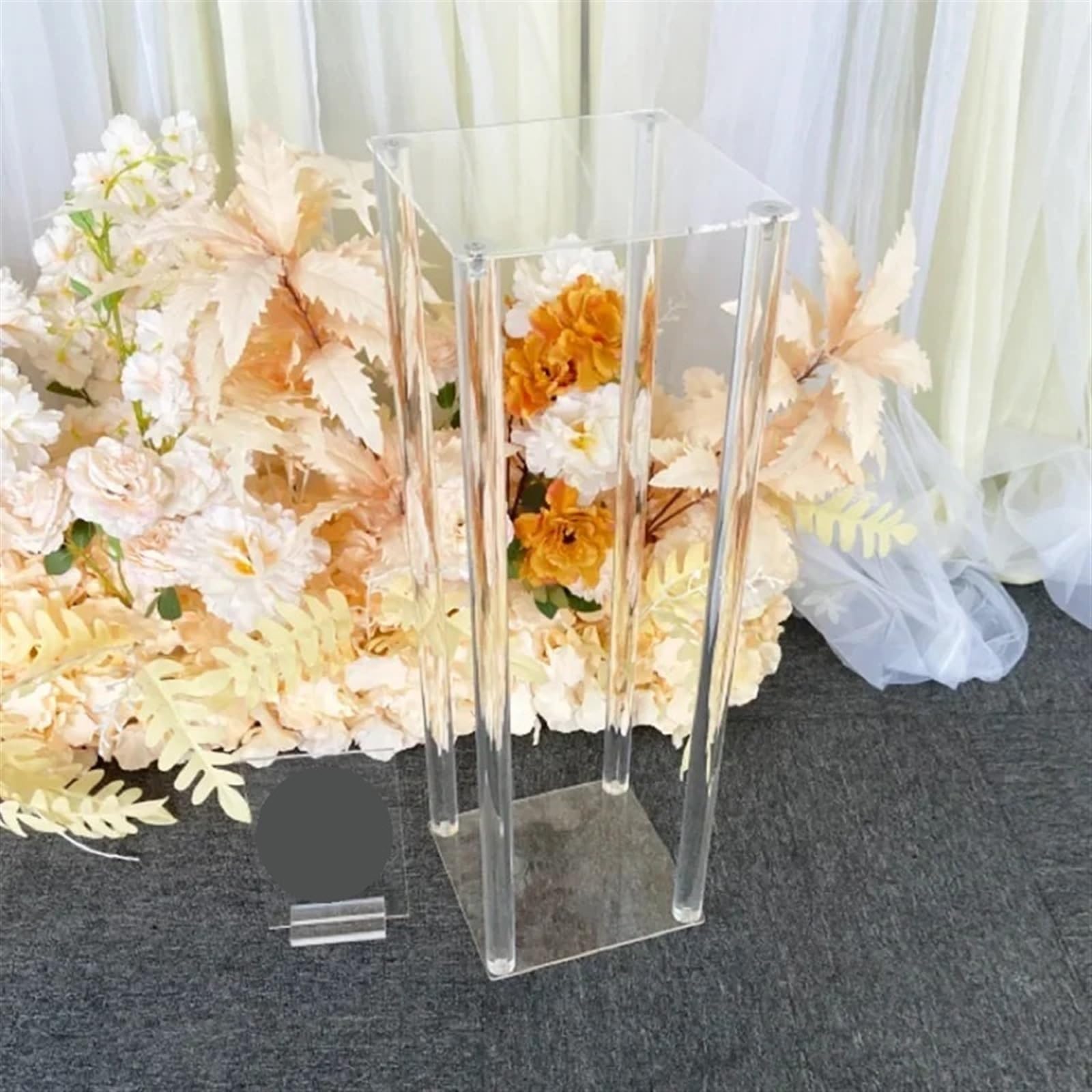 Soporte cuadrado transparente de acrílico para flores, centros de mesa de boda, decoración de fiesta de cumpleaños, mesa de postre (20 cm)