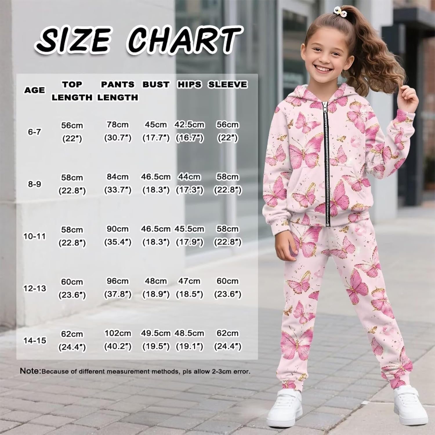 Girls 2 Piece Tracksuit Athletic Sweatsuits Sets with Pockets Full Zip Hooded Sweatshirt and Sweatpants for Kid