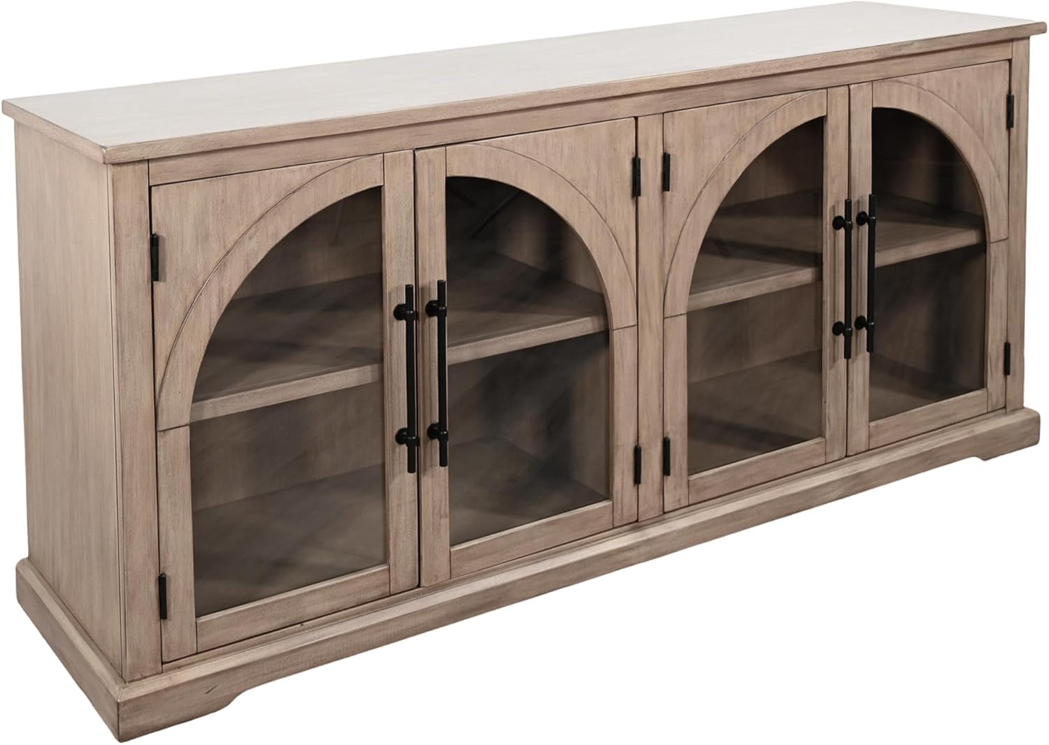 Sunny Designs Elena Modern Wood Display Cabinet with Arched Glass Doors