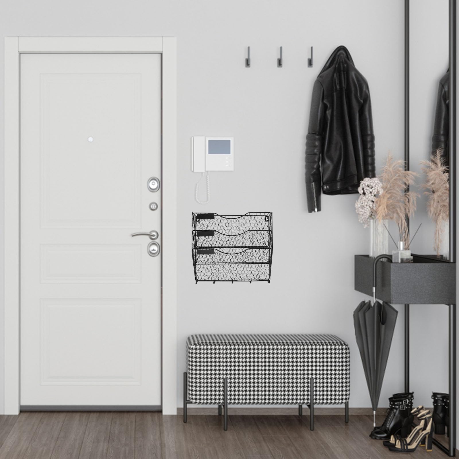 Toyvian Panier Mural Suspendu en Fer Noir Design à Niveaux, Organisateur de Fichiers et Porte-Documents pour Bureau à Domicile et Espace d'accueil