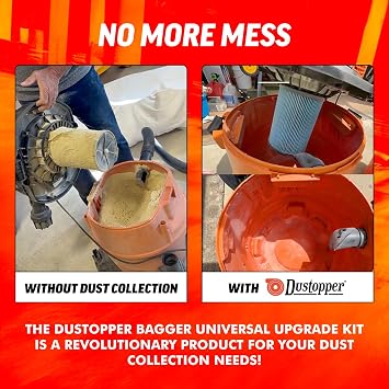 Dustopper Bagger Universal Upgrade Kit - Cyclone Dust Collector Kit with 5 Gal Bucket, Dust Separator, 2.5 Hoses, and Liner Bags for Shop Vacuums, Made in USA
